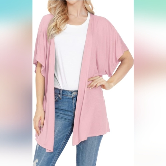 EIMIN Women's Kimono Style Short Sleeve Open Front Loose Fit Cardigan Sz L (EUC) - Picture 1 of 15
